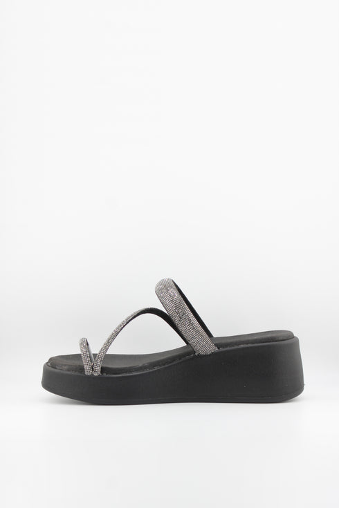 Ragazza Platform Wedge Sandals with Rhinestone Straps